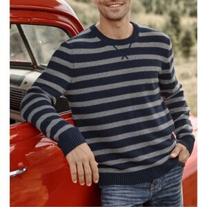 Garnet Hill NWT 100% cashmere crewneck striped sweater size xl